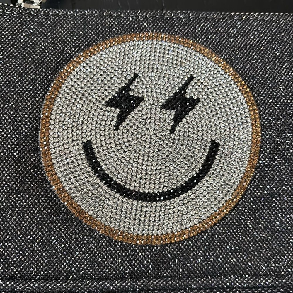 Nwt Skinnydip London Amber Smile Face Shoulder Bag Purse Shimmer Glitter Black — image 7 of 8